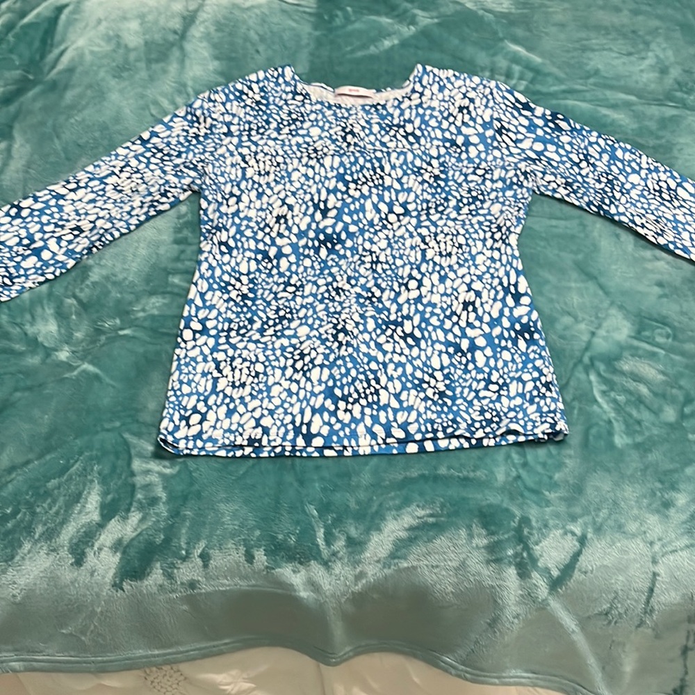 Leggiadro blue long sleeves shirt with white pattern size 3 in women